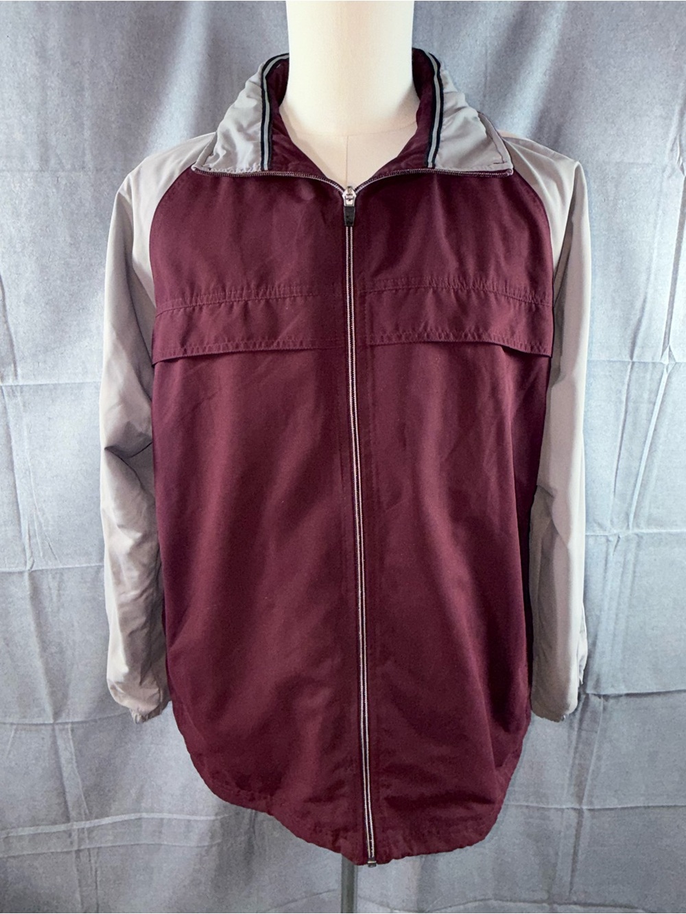 3024-tek gear Maroon and Light Gray Zip-Up Windbreaker